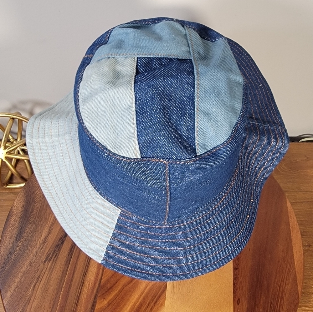 Hello Tree Denim Patchwork Bucket Hat Cotton Wome… - image 6